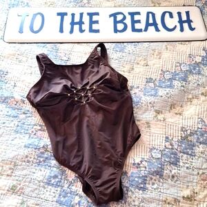 Brown one piece bathing suit